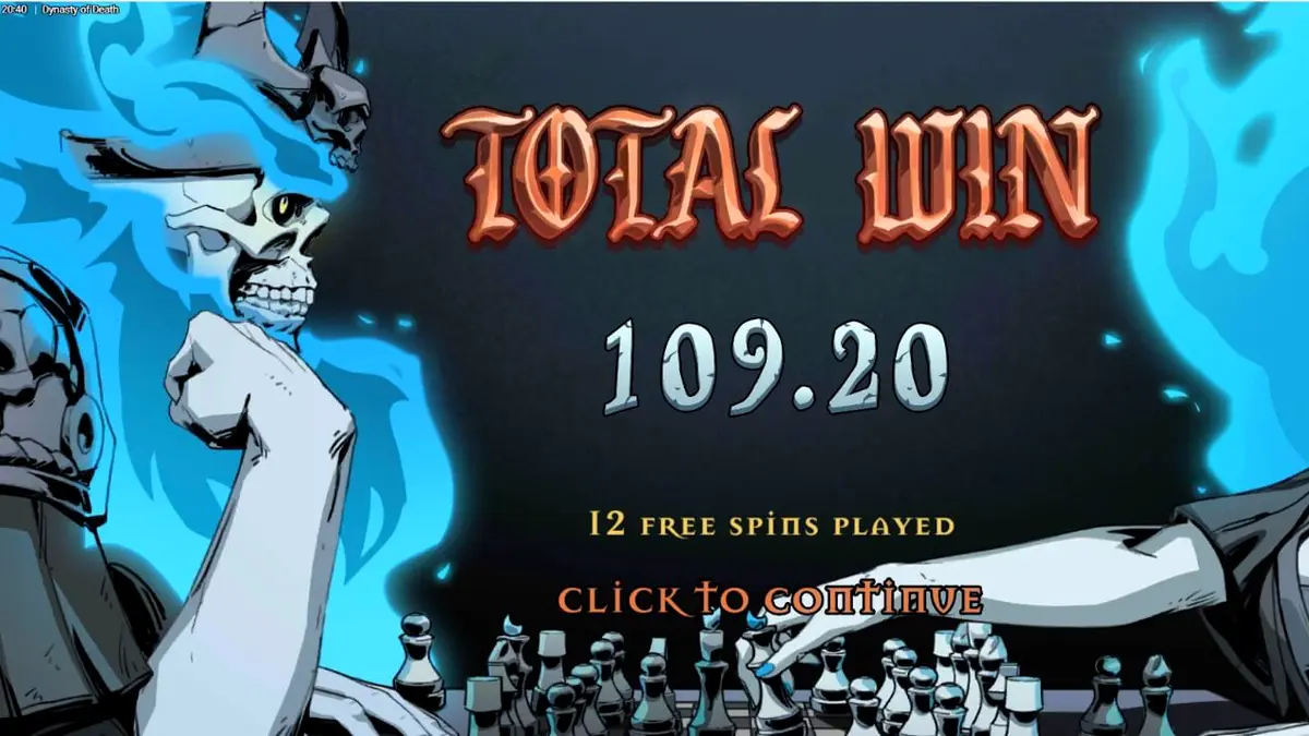 Tampilan visual slot Dynasty of Death dengan tema mitologi gelap dan elemen catur